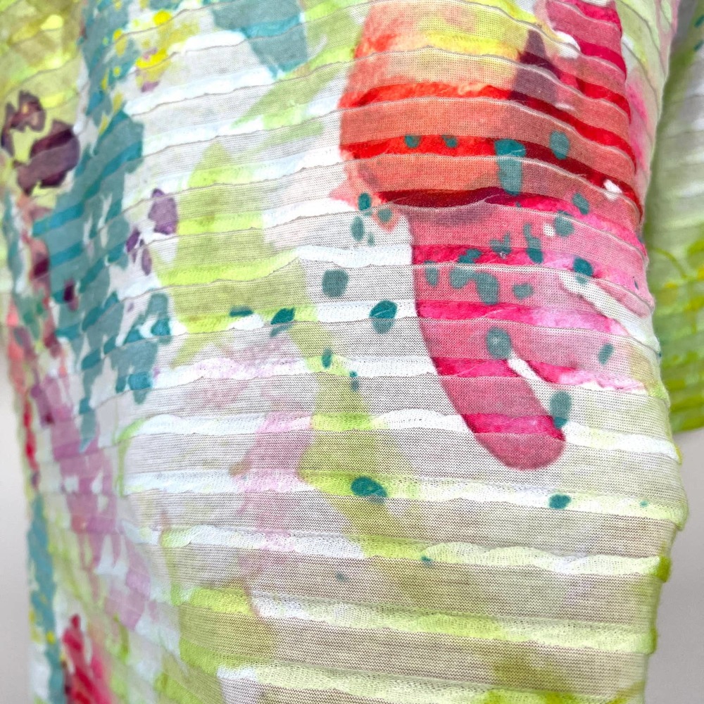 Soft Surroundings Size Small Neon Rainbow Summer Blouse Shirt Top Beach - Picture 4 of 6